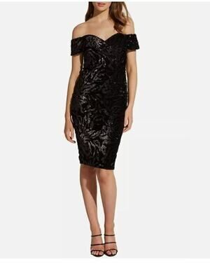 Bardot Sequin Velvet Off Shoulder Cocktail Dress XS